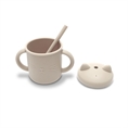 Bicchiere in Silicone con Manico e Cannuccia BEIGE